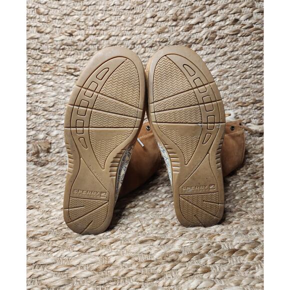 Sperry Top Sider Women's Brown Leather Lace Up Fold Down Fur Boots Size 7 M - Picture 10 of 12